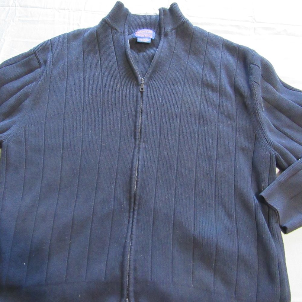 Mens Pendleton Heavy Cotton Full Zip Knit Cardigan Sweater Sz XL
